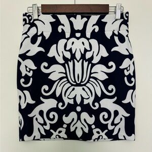 INC International Navy Blue and Blue White A-line pull on skirt. Size 4P